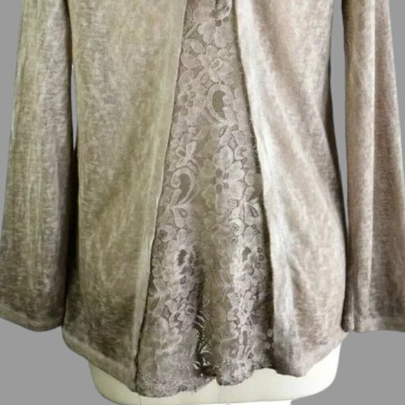 ELENA BALDI BURNOUT FLORAL LACE LONG SLEEVE TOP - Picture 5 of 8